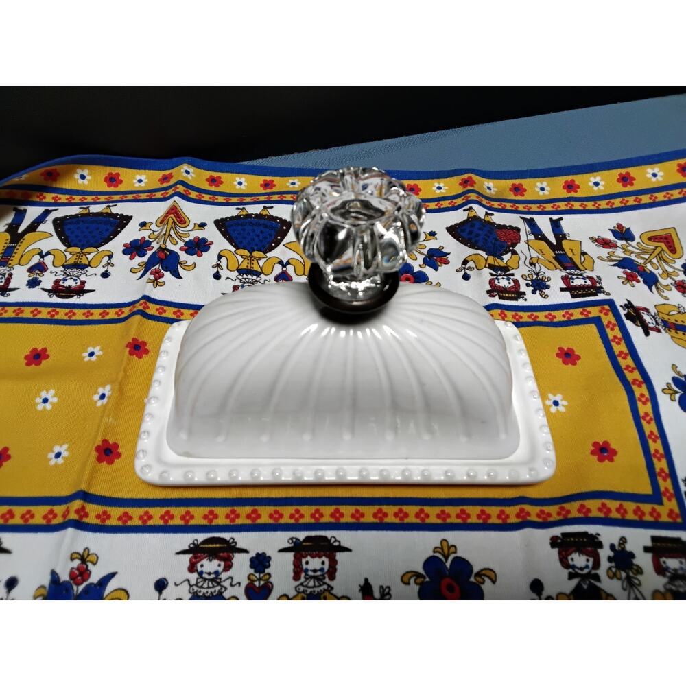 New Mud Pie Butter Dish Door knob crystal handle 5 x 7 kitchen storage